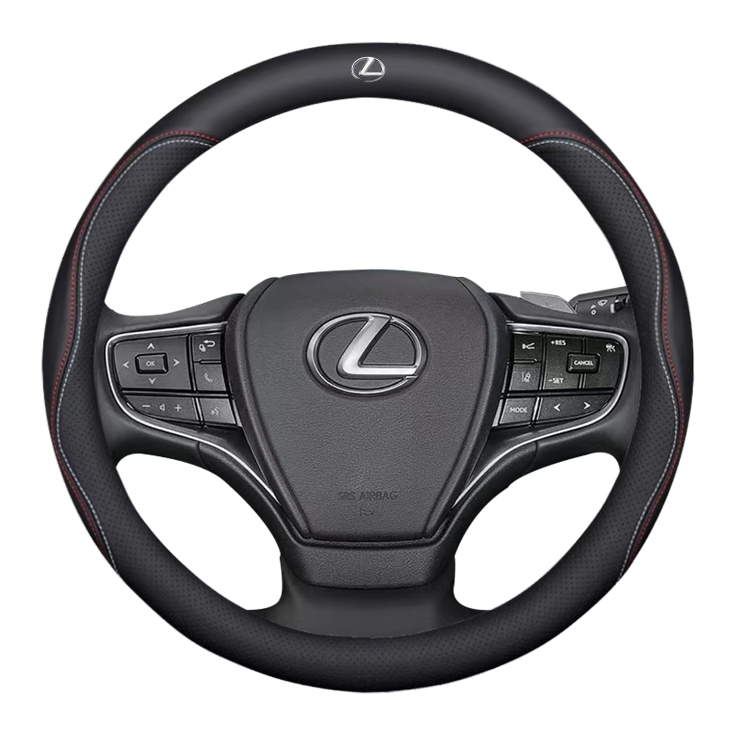 

QiuFu Совместимая оплетка рулевого колеса Lexus для и UX Премиум Натуральная кожа Аксессуар для интерьера с сетчатой тканью и размером Маленький Черный IS, LF, LX, LC, чёрный