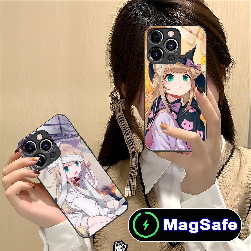 Anime Kinako Hara Mobile Phone Case for iPhone 17 16 15 14 13 12 11 Air Pro Max Plus Mini MagSafe Glass Colorful Cover Pretty