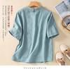 short sleeve loose large cotton highly for summer [YASHIGE] Blouse, shirt, women's, fit, size, top, linen, breathable, thin, plain, fashionable,