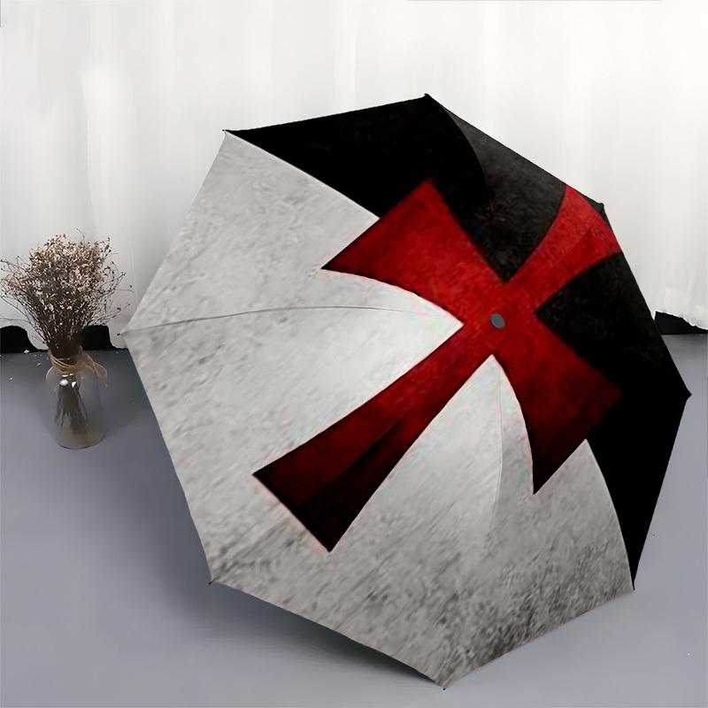 1pc Cross Flag Automatic Open Close Umbrella with 8-Rib Windproof Canopy Compact Portable Travel Umbrella10248