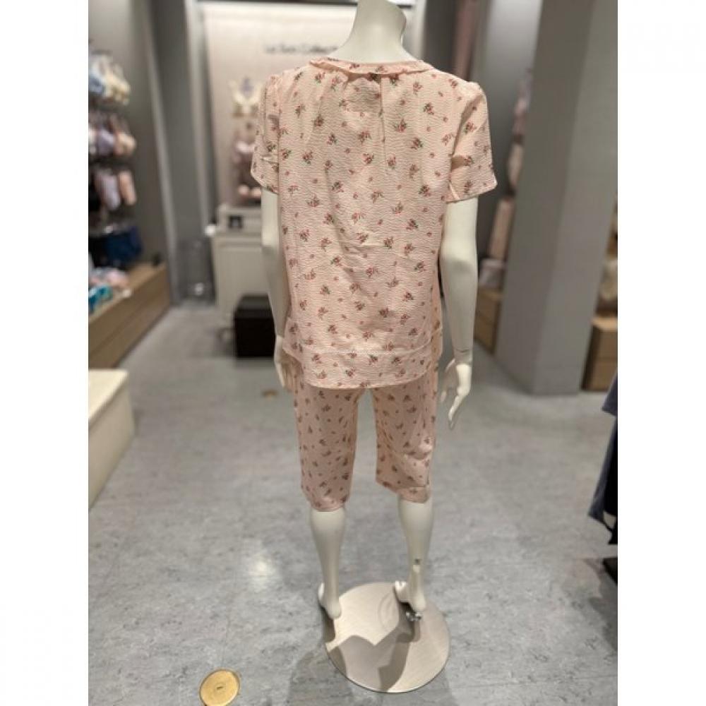 Triumph 100  Cotton Mini Ripple Blueberry Half Sleeve Couples Pajama Set Tempj21