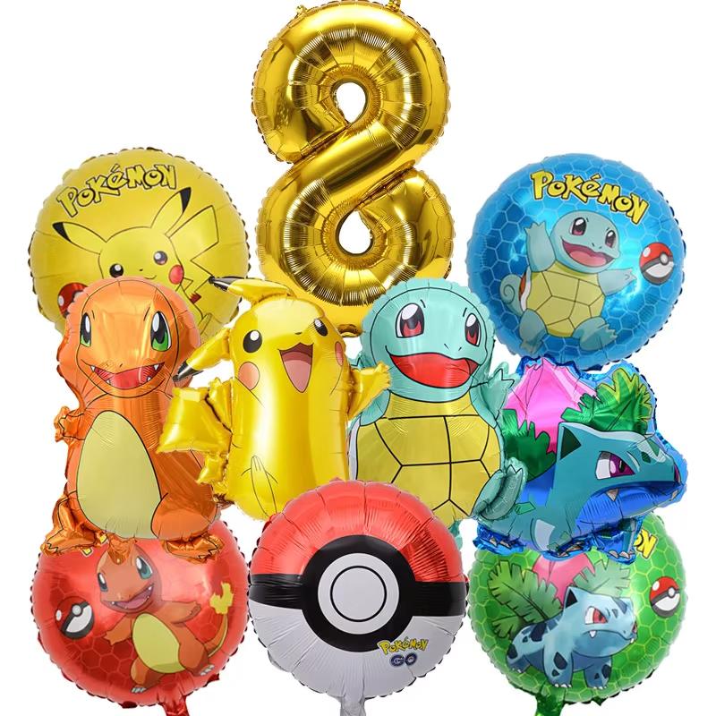 Balloon Monster Set Birthday Party Decoration Aluminum Film Balloon Vibrant Multi-Colored Balloon Pikachu Children'S Party Supplies