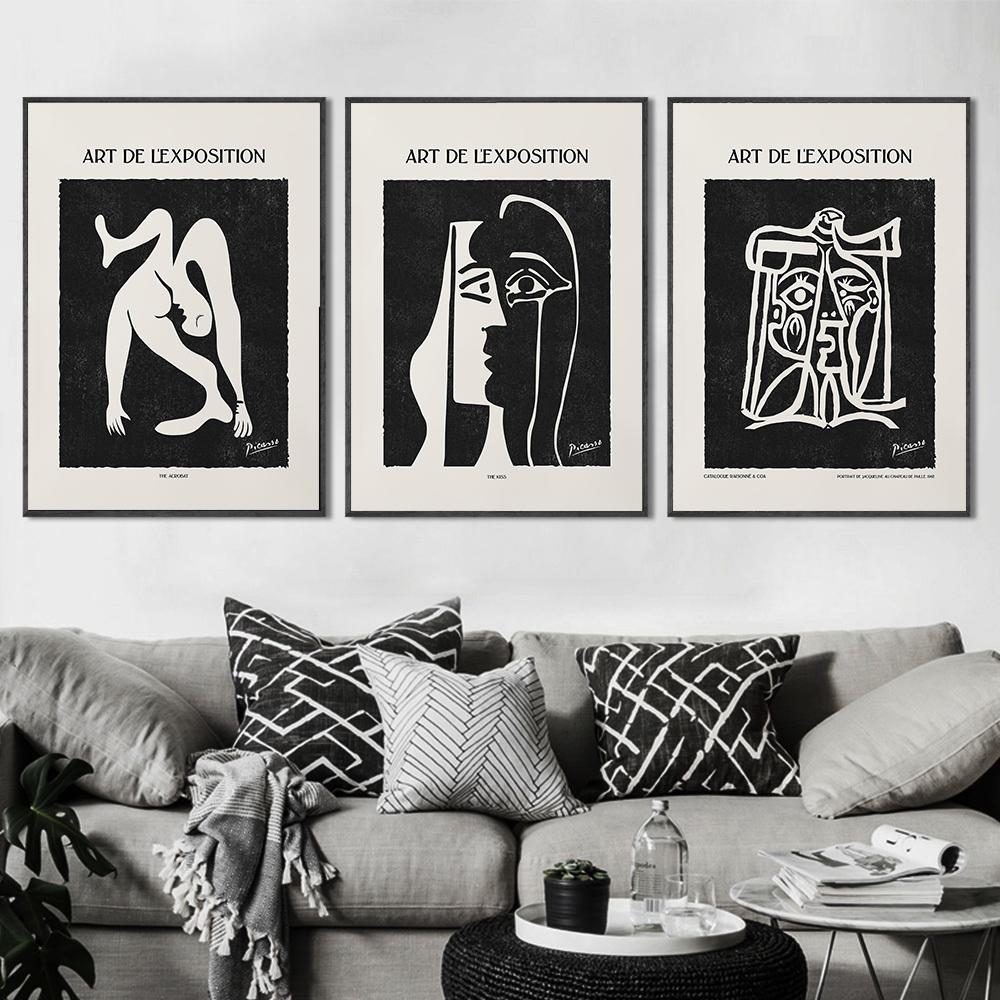 Retro Pablo Picasso Posters And Prints Abstract Neutral  Black  Wall Art Canvas Painting Pictures For Living Room Nordic Decor