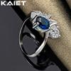 925 Silber Blauer Quarz Kristall 7-10 Ring Hochzeitsfeier Charme Für Frauen Schmuck