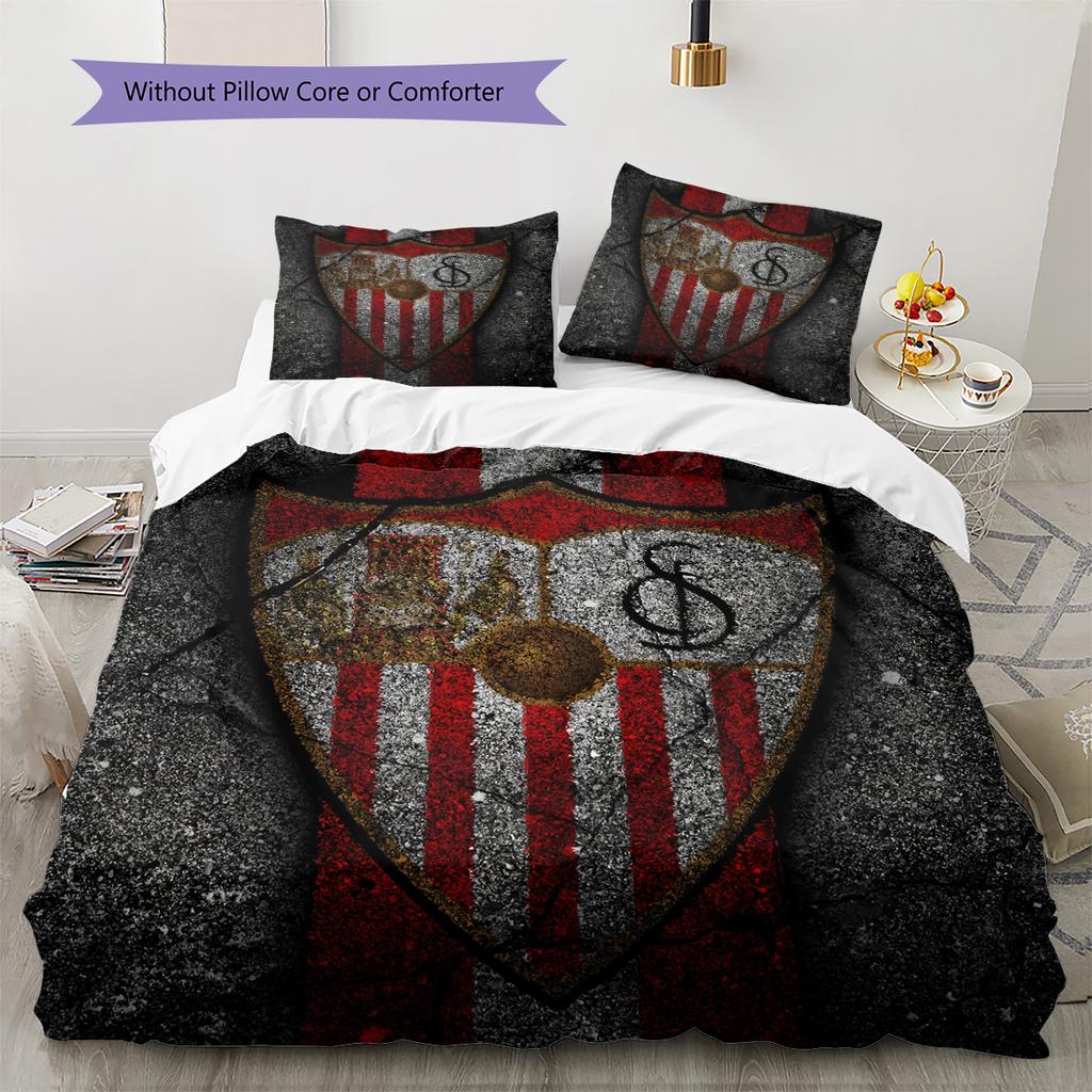 Sevilla FC Patrón Juego de Ropa de Cama Colcha Decoración del Hogar Regalo (1 funda nórdica + 2 fundas de almohada sin relleno.)