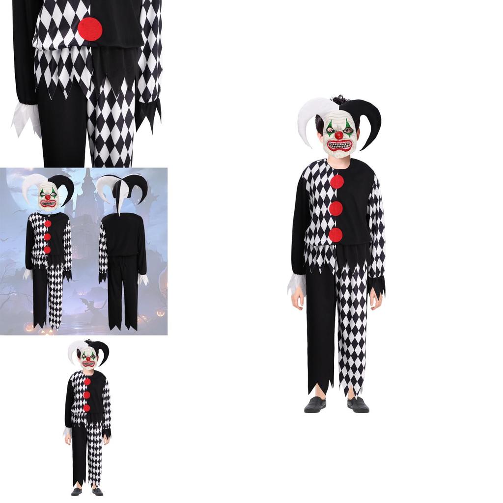 Popular Film Children's Costume Clown Outfit With Mask For Stage Performance