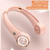 Bladeless Neck Fan 2000mAh USB Rechargeable Digital Display Cute Cat Hanging Mini for Travel Office