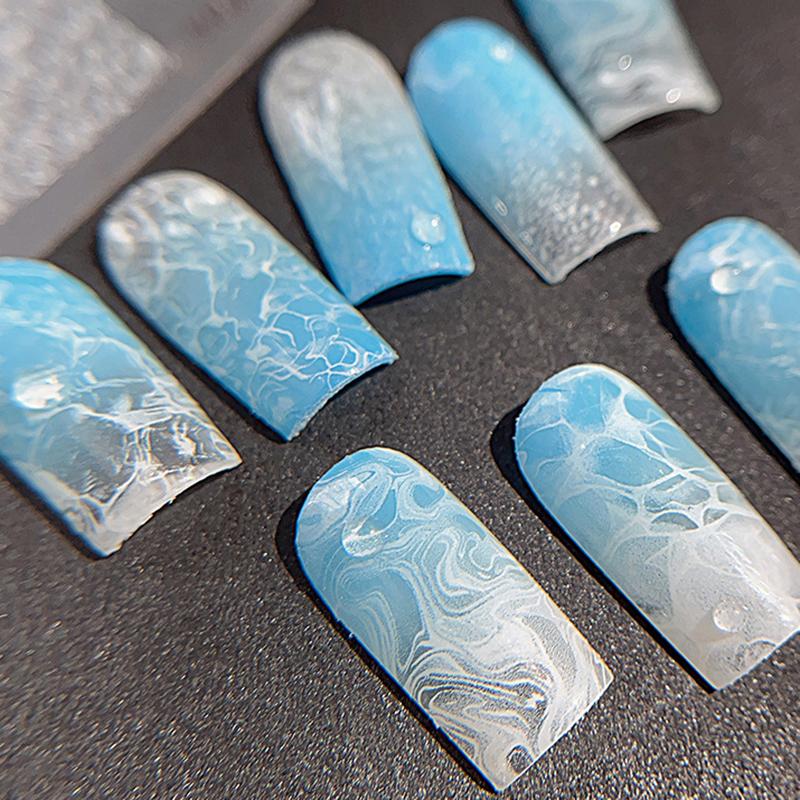 Solid Color Ultra-Thin White Sea Waves Soft Solid Color Self Adhesive Flat Nail Art Decorations Stickers Manicure Decals