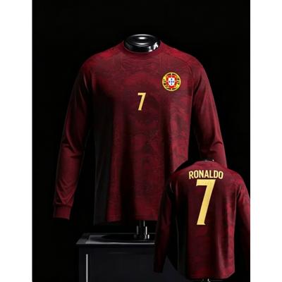 Portugal Round Neck Long Sleeved Football Jersey, Breathable, Quick Drying, Fashionable and Versatile Digital Jersey