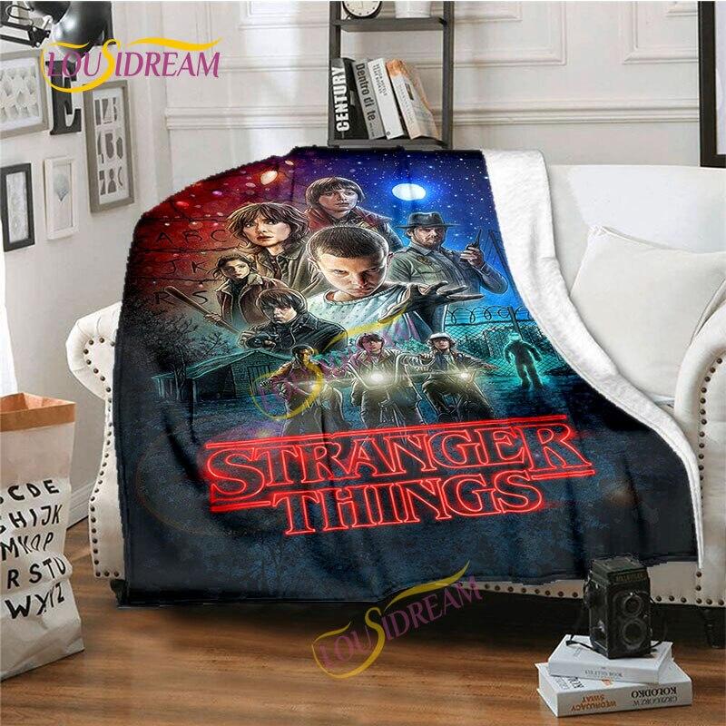 Stranger Things Flannel Blanket  Warm Comfort  Blanket Home Office Noon Break Blanket Travel Bed Sofa Washable Blanket.