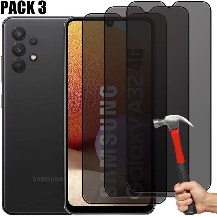 Lot-3 verre trempé anti-espion pour samsung galaxy a32 - noir vitre protection