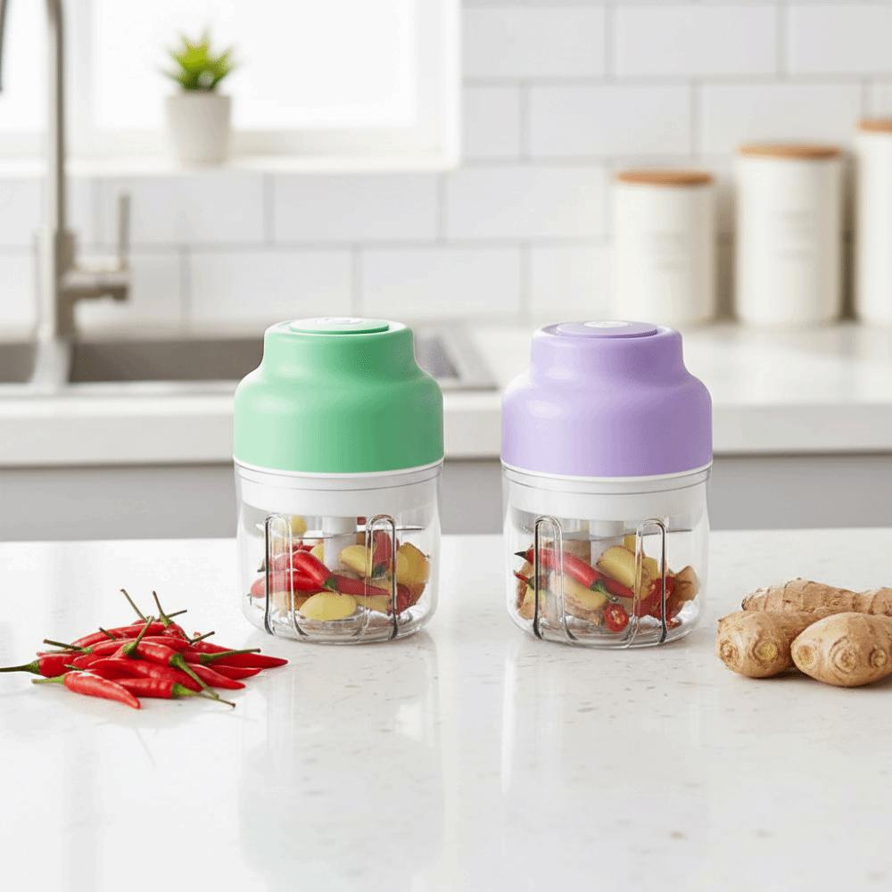 Plastic Electric Garlic Puree Machine 320ml Meat Mincer Portable Food Processor  Food Preparation