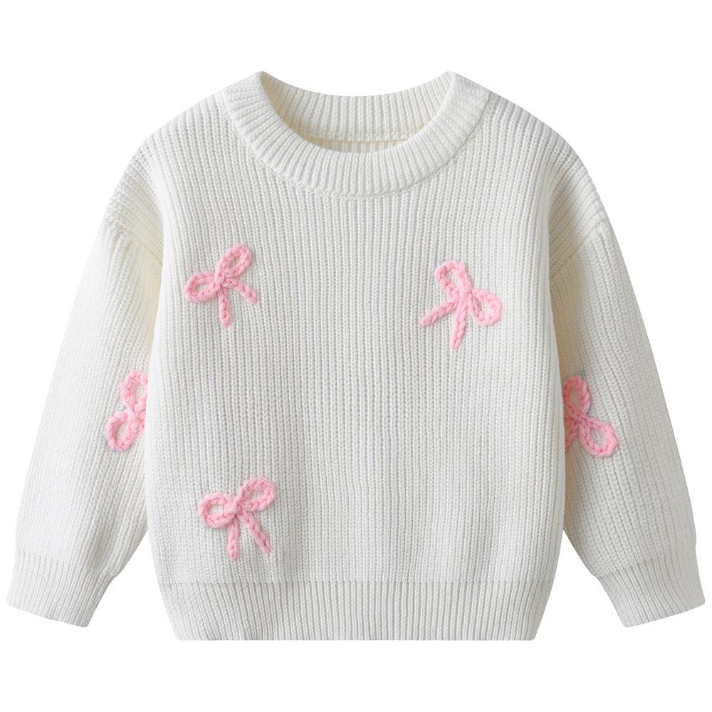 Autumn and Winter Hand-embroidered Bow Baby Base Knitted Sweater Birthday Etsy DIY Children's Sweater