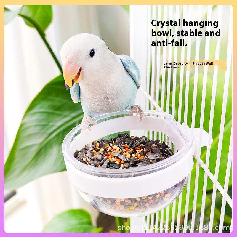 Miska na krmení ptáků Odnímatelná Průhledná miska Plastová Nádobka na jídlo Do klece Pohodlný Závěsný Krmítko na semena a vodu pro papoušky