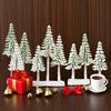 Mini Christmas Tree Artificial Bottle Brush Tree With Wooden Base Small Snow