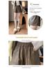 Damen Winter-Bootcut-Shorts aus PU-Leder mit hohem Bund: Elastischer Bund, lockerer Schnitt mit weitem Bein