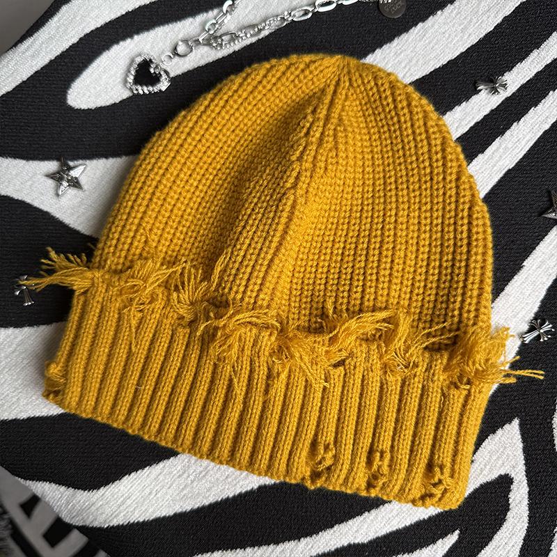 Unisex Streetwear Hats Knit Winter Beanie Hats Hip Hop Street Style Checked Beanie Hats