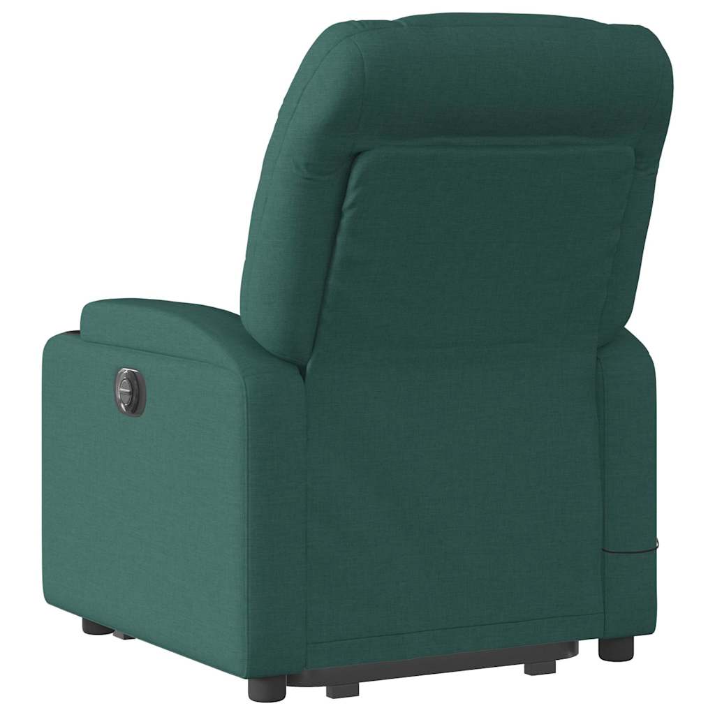 Massage Recliner with Rising Function Dark Green Fabric