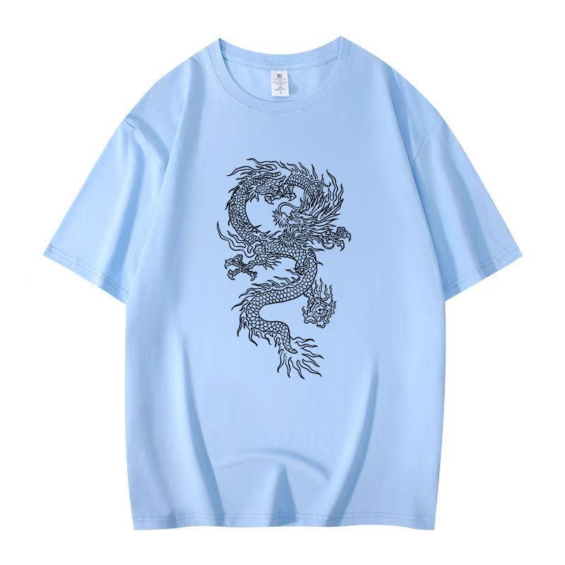 

Уличная модная футболка из чистого хлопка с принтом в стиле ретро для мужчин и женщин, повседневный топ с круглым вырезом и короткими рукавами для повседневной носки 3XL синий