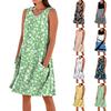 Summer Dresses For Women Loose Beach Vacation Casual Sleeveless V-neck  Sundresses With Pockets Tank Dress