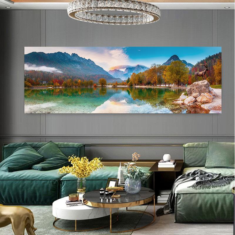 nature lake Wall Art Posters Large Landscape Canvas Painting Print Nordic Wall Decoration Picture For Home Decor