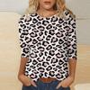 Women's Fashion Casual Three Quarter Sleeve Valentine's Day Printed Round Neck Pullover Top Blouse