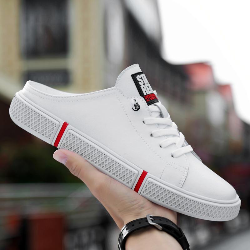 Mens Shoes Casual Slippers Breathable Fashion Sneakers Men Genuine Leather Half Drag High Quality Beach Summer Shoes Soft Flats