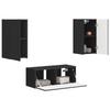 TV Cabinet Set 2 Pcs Black Engineered Wood