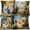 European Retro Rococo Francois Boucher Woman Beauty Oil Painting Cushion Covers Decorative Pillow Case 45X45CM