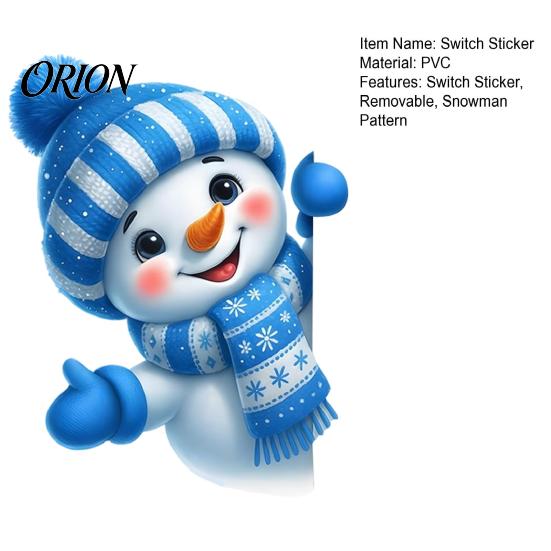 Christmas Party Supplies Cute Snowman Switch Sticker, Self-Adhesive PVC Decorative Decal, Blue And Cartoon Wall Art White Winter Theme for Living Room