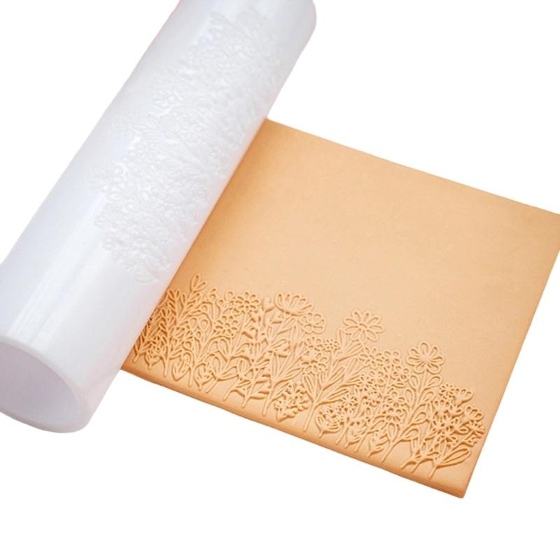 Ergonomic Floral Pattern Clay Embossing Roller For Polymer Jewelry Making Earrings Crafting Supplies Rolling Pin