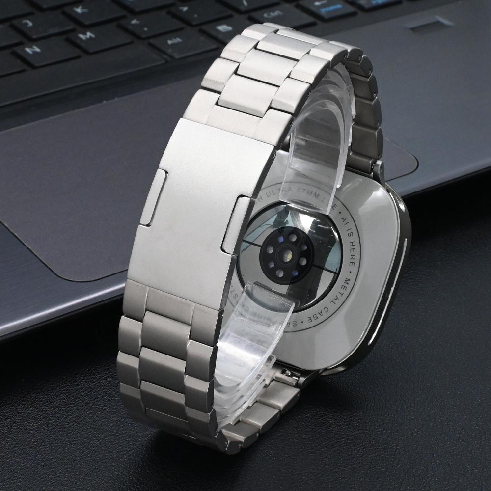 Watch Band for Samsung Galaxy Watch8 44mm/40mm/Watch8 Classic 46mm Titanium Alloy 3-Bead Wrist Strap