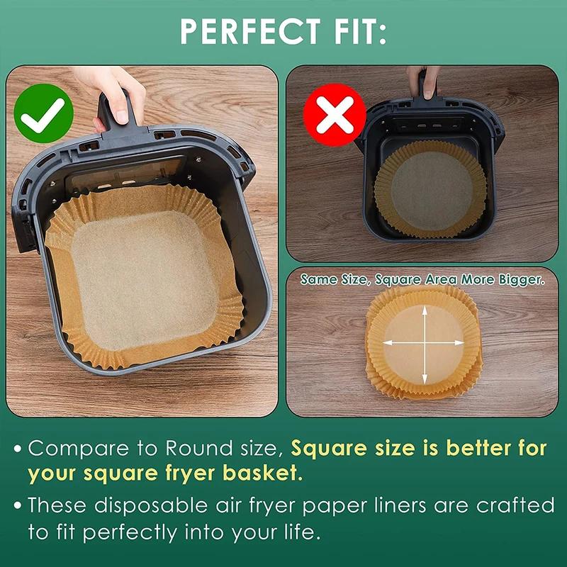 

Non-Stick Air Fryer Liners Square Paper Liners for Baking Roasting and Microwave Cooking Easy Cleanup and Healthier Cooking