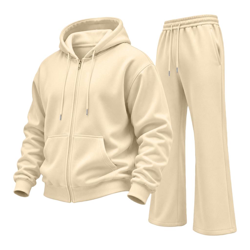 Men's Winter Hoodie Zip Up and Sweatpants Set Casual Tracksuit