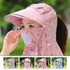 Floral Print Women Fisherman Hat Big Brim Picking Tea Hat Fashion Face Covering Sunhat  Face Shield