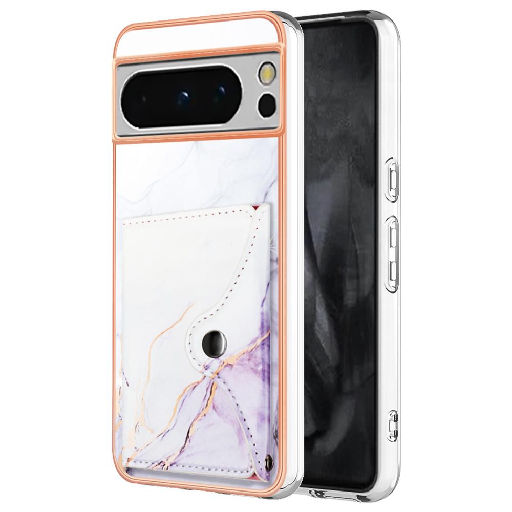 YB Leather Coating Series-9 for Google Pixel 8 Pro Case Card Holder Kickstand Leather Back Cover