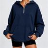 Womens Oversized Half-Zip Hooded Sweatshirt Loose Fit Long Sleeve Casual Top Winter 2026