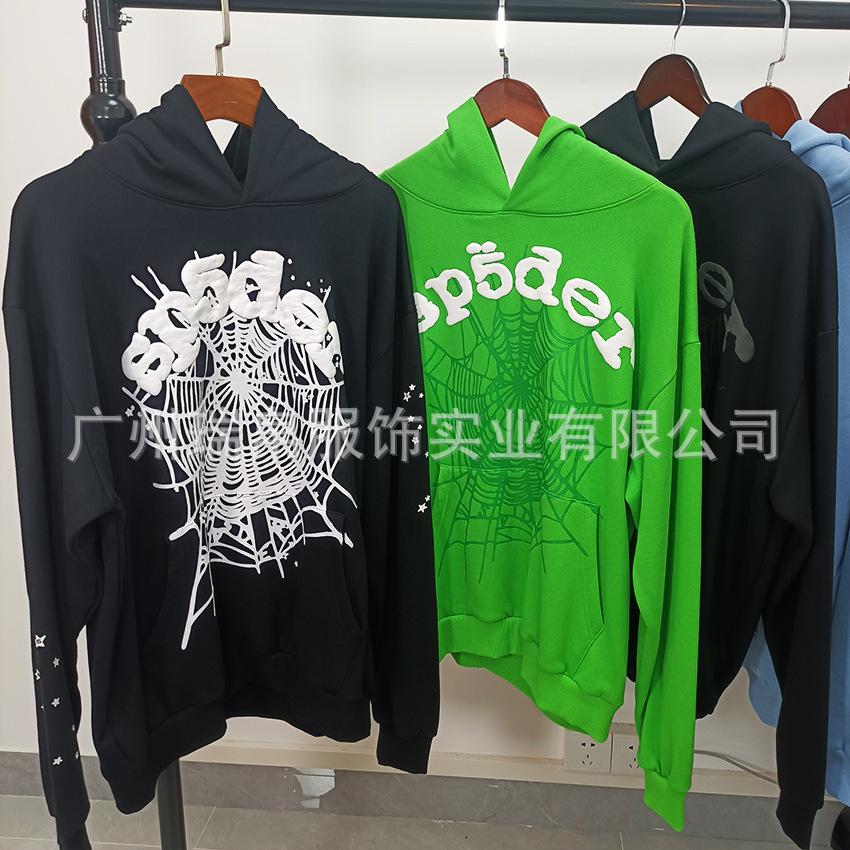 High-quality beauty tide spider web sweater fleece printing men and women couple hoodie source manufacturer wholesale