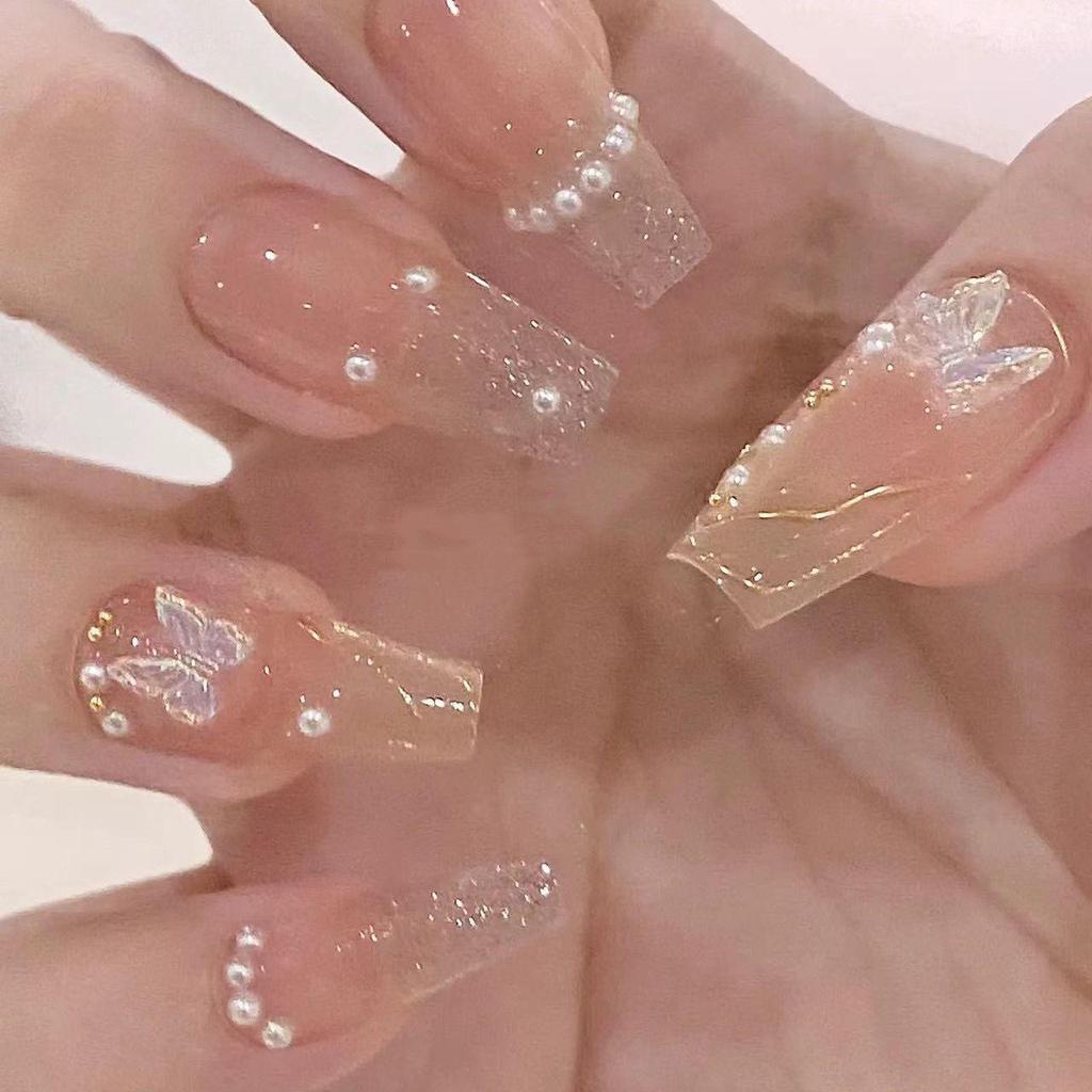 Autocolante Nail Art Celebritate Internet Perle Diamante Fluturi - Unghii False Cool, Transparente, Care Luminează Pielea