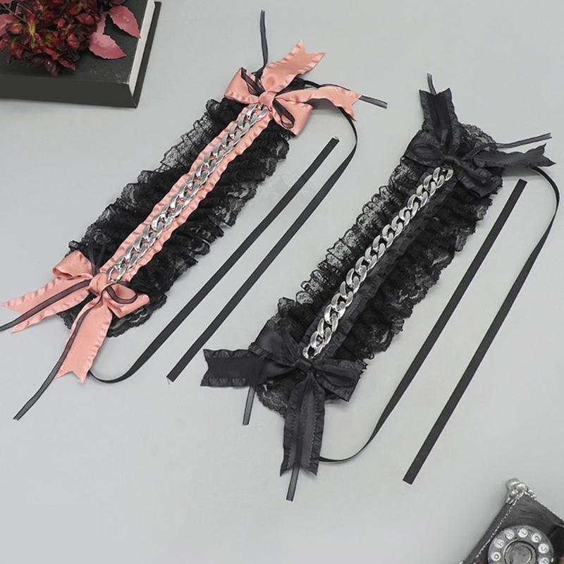 Gothic Punk Sweet Hairband Hair Band With Adjustable Band And Bowknot Design For Cosplay Stage Performances