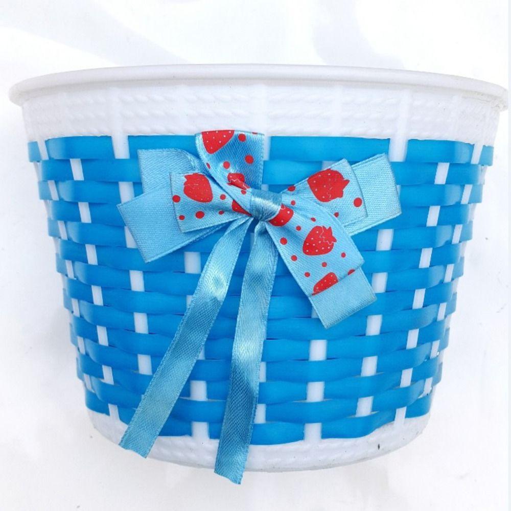 Multicolors Children Bicycle Storage Hand Woven Bowknot Bag New Bike Front Carrier  Bike Basket