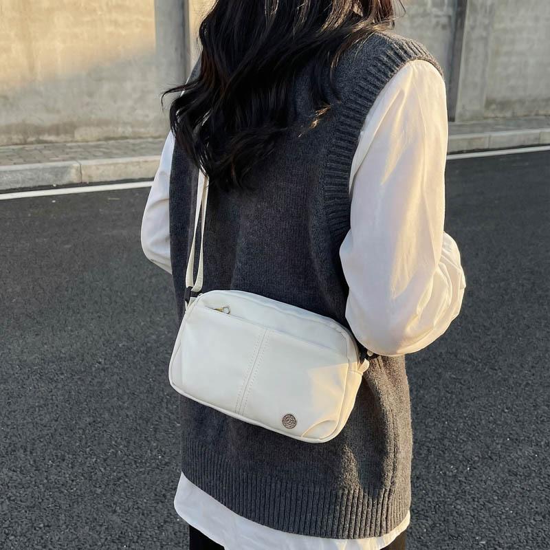 Nylon Women's Bag, Casual Crossbody Bag, Fashionable Korean Style Lightweight Shoulder Bag, Trendy Student Solid Color Small Square Bag