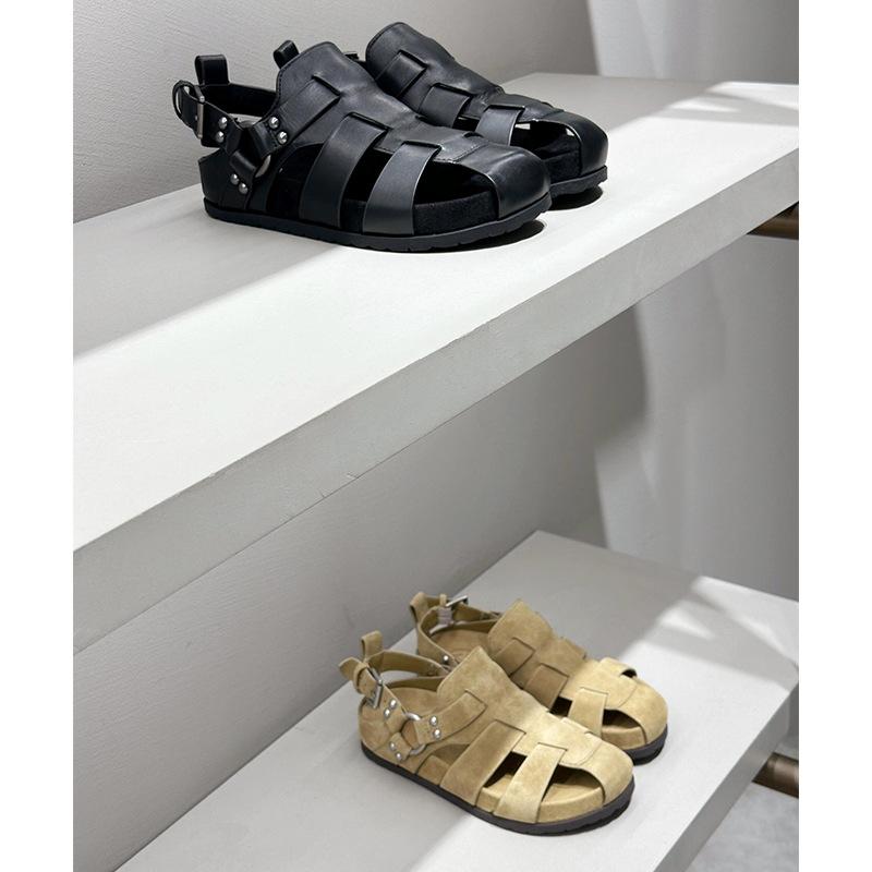 Retro Woven Hollowed-out Sandals Women's Shoes Casual Thick-soled Flip-top Pig Cage Shoes