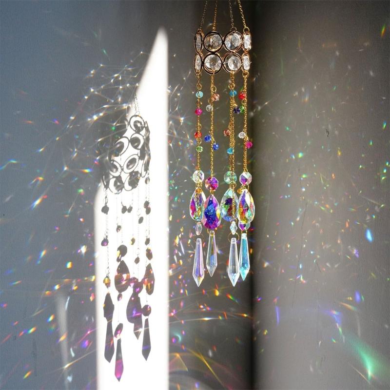 Sonnenfänger Kristall Windspiele Metall Hängender Anhänger Display Sonnenfänger Fenster Auto Hängend Garten Dekorationen