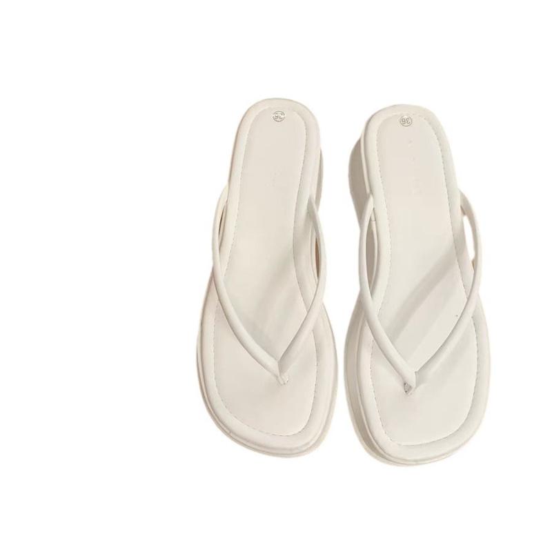 

Fashion Beach casual thick soled slippers comfortable outdoor wear women shoes 2025 new summer wedge heel clip toe women s sandals 35 белый