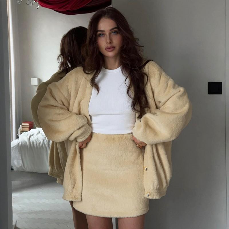 Womens Knit Cardigan Skirt Set Fall Winter Casual Long Sleeve Top Mini
