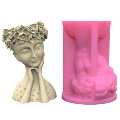 Matriță Vas Ghiveci Figurină Artistică Matriță Ciment Material Silicon Potrivit pentru DIY Realizare Manuală Ghiveci Plantă Suculentă Floare