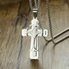 Stylish Men's Cross Necklaces, Waterproof Stainless Steel Catholicism Cross Pendant Collar, Prayer Religious Faith Jewelry
