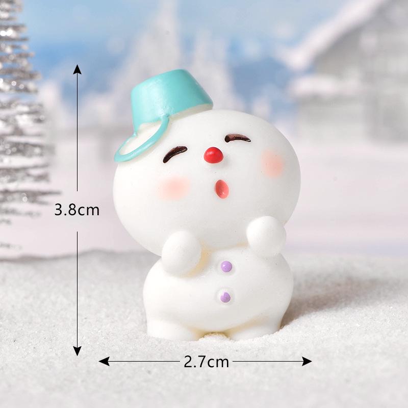 Christmas Cartoon Resin Santa & Snowman Couple Micro Landscape Ornaments