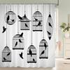 Nordic minimalist art printing Shower Curtain, Waterproof Fabric Flower and leaf Bird pattern Bathroom Curtain for Bathtub Decor